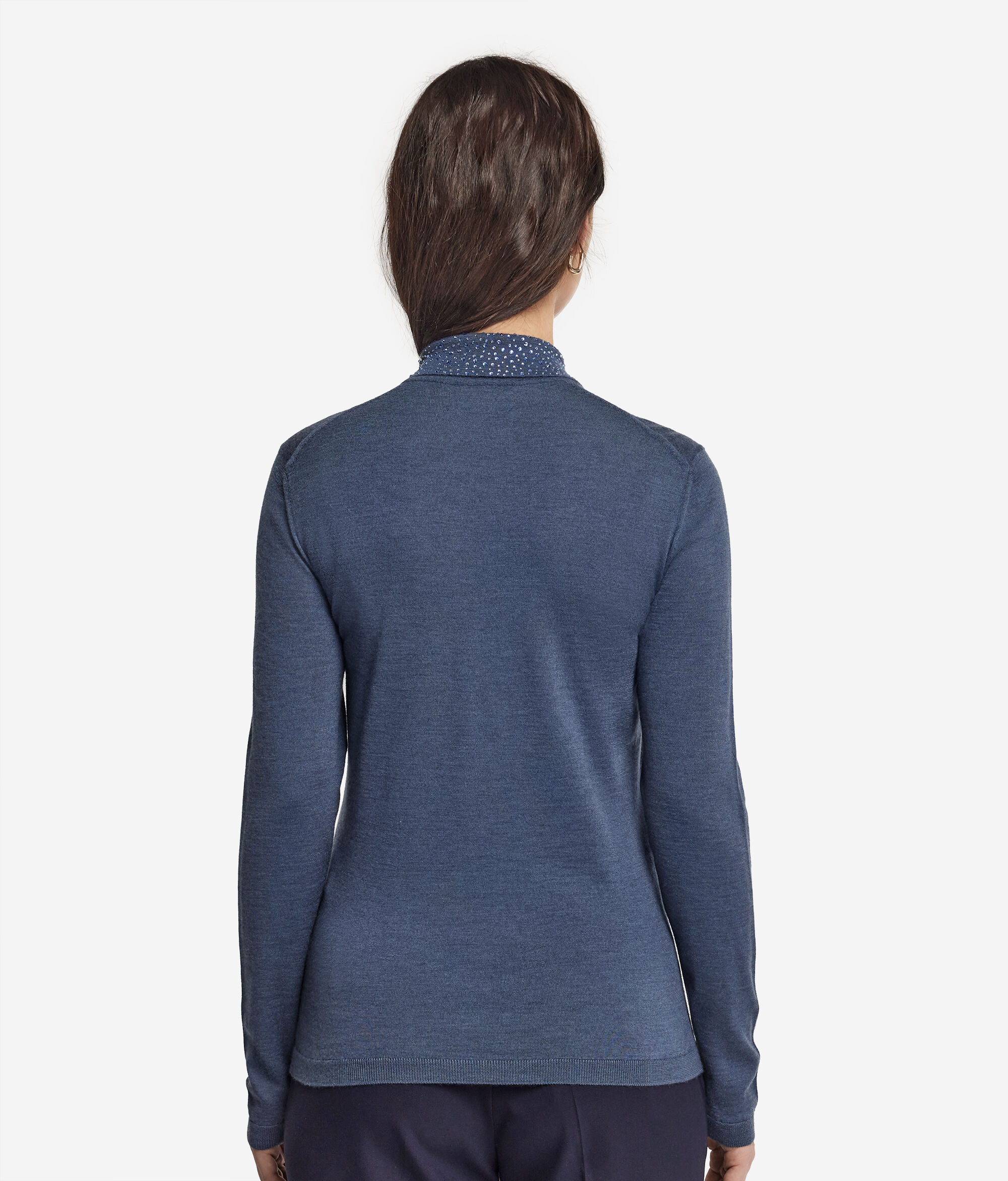 Ultrafine Cashmere Polo Shirt with Rhinestones
