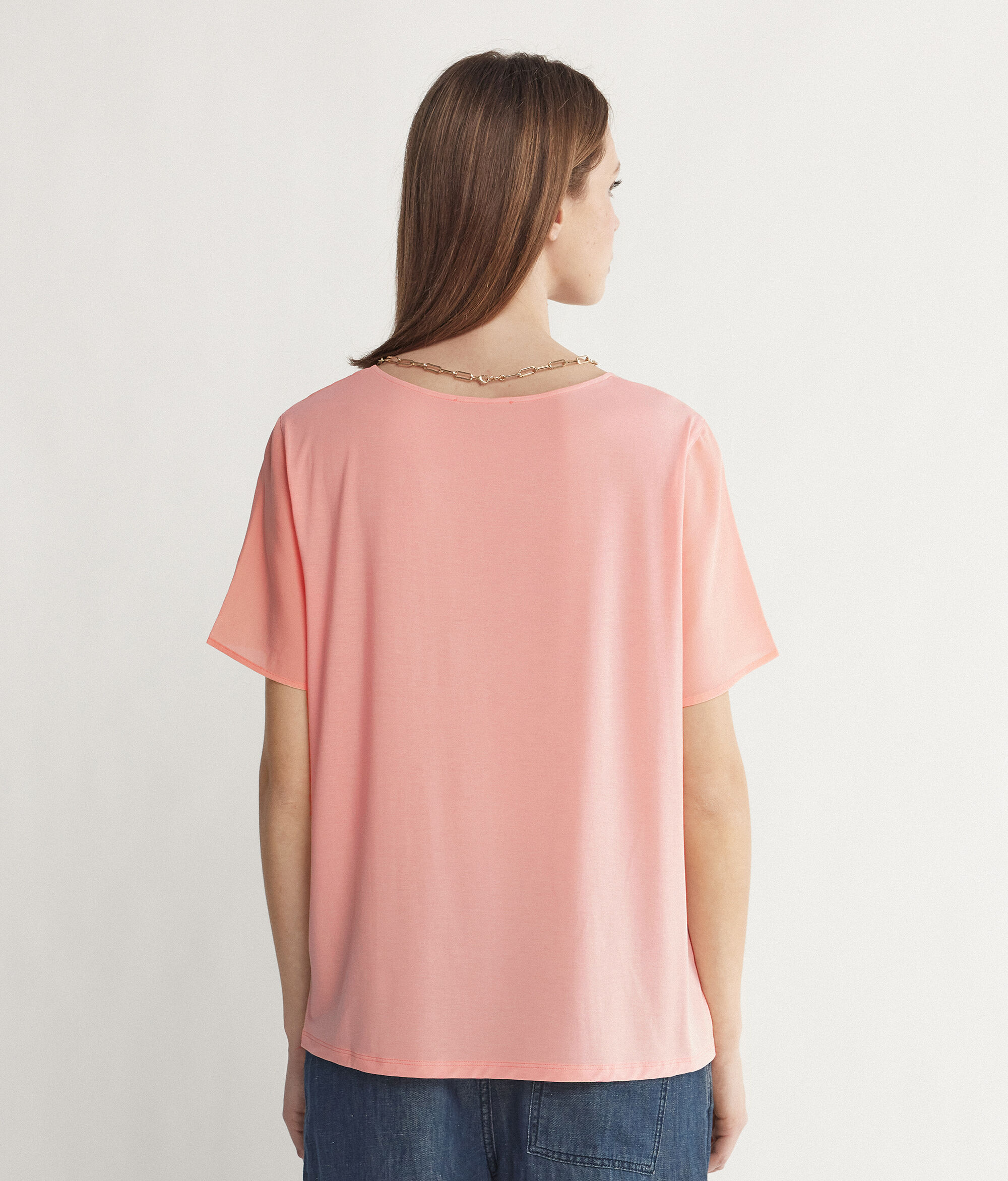 Round-Neck Silk T-Shirt