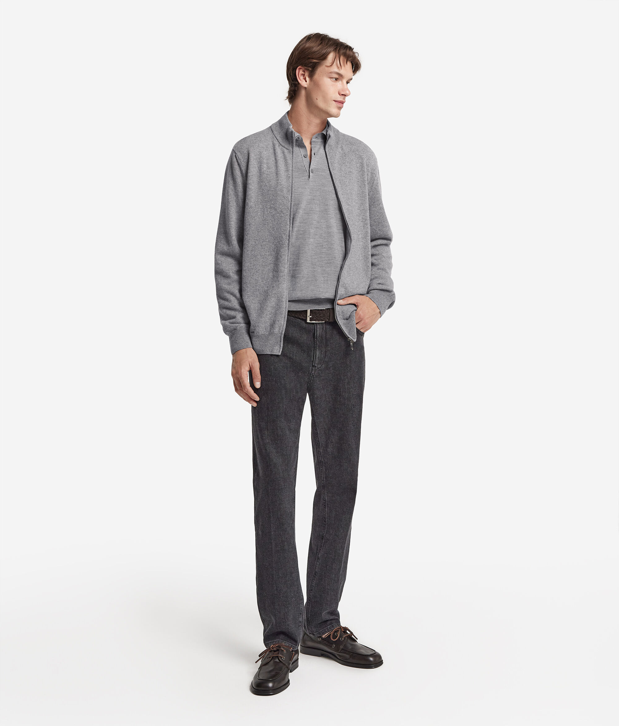 Cardigan mit durchgehendem Reißverschluss aus Kaschmir Ultrasoft