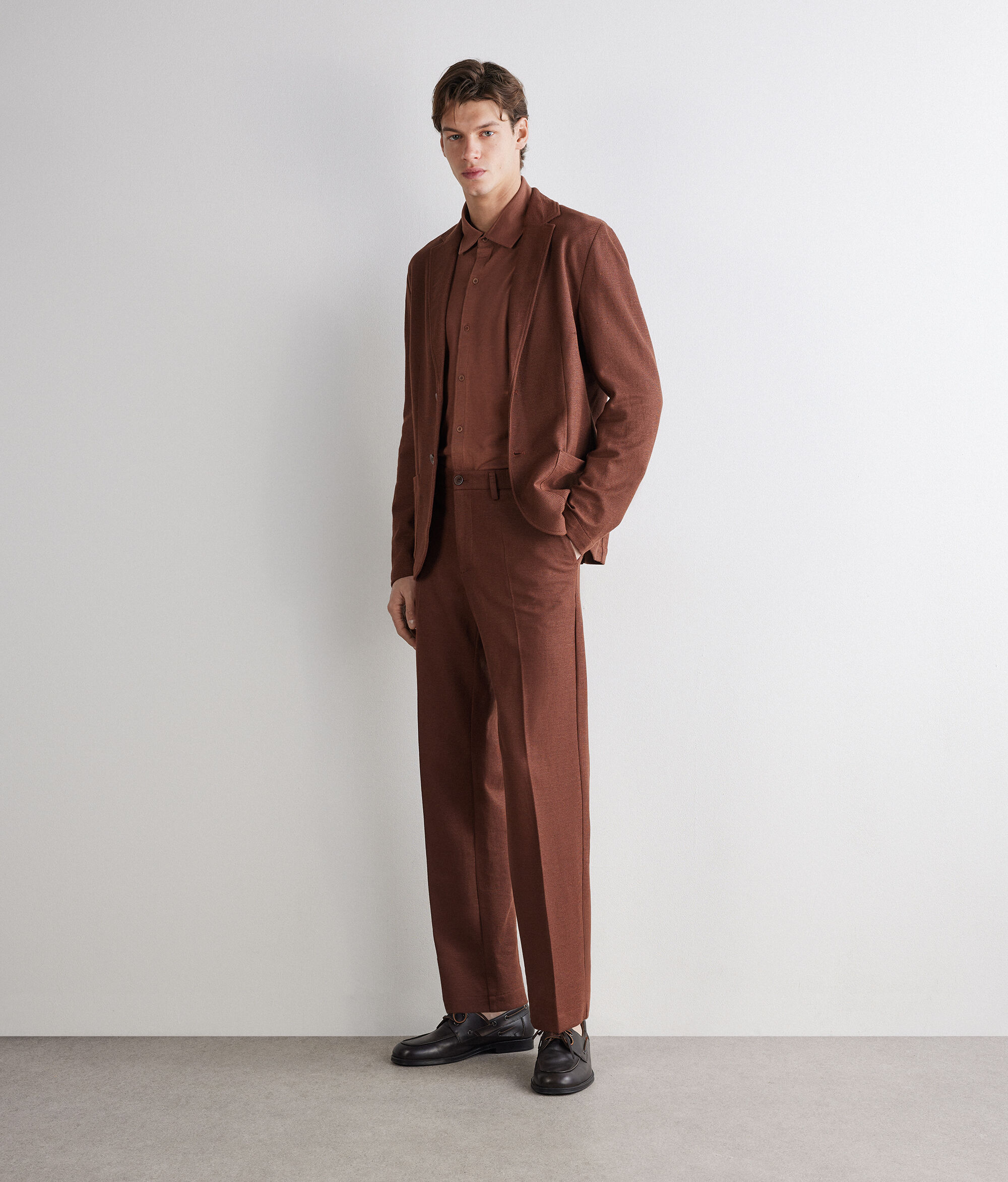 Pantalón waffle de lino y algodón