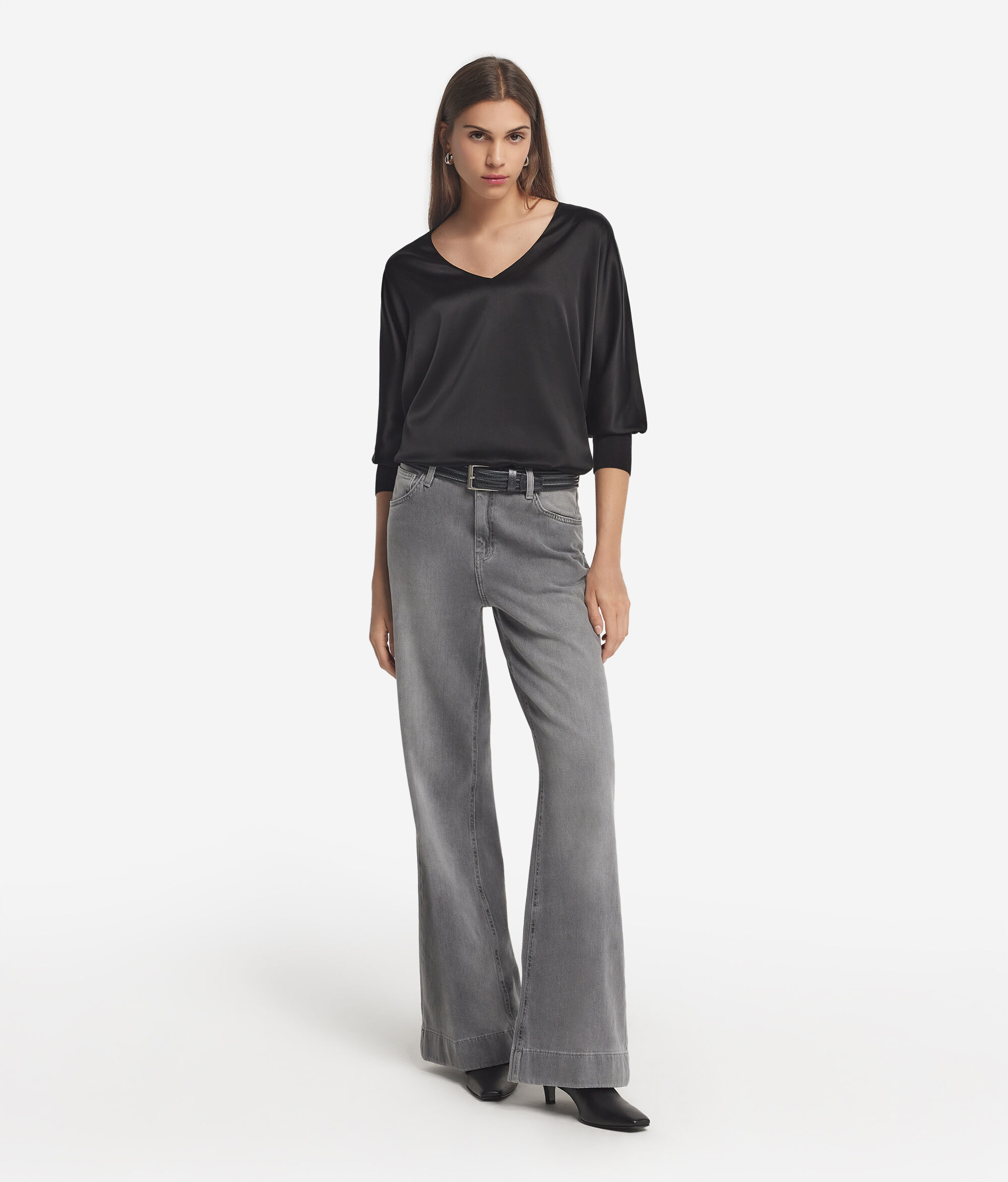 Blouse femme en soie à col en V