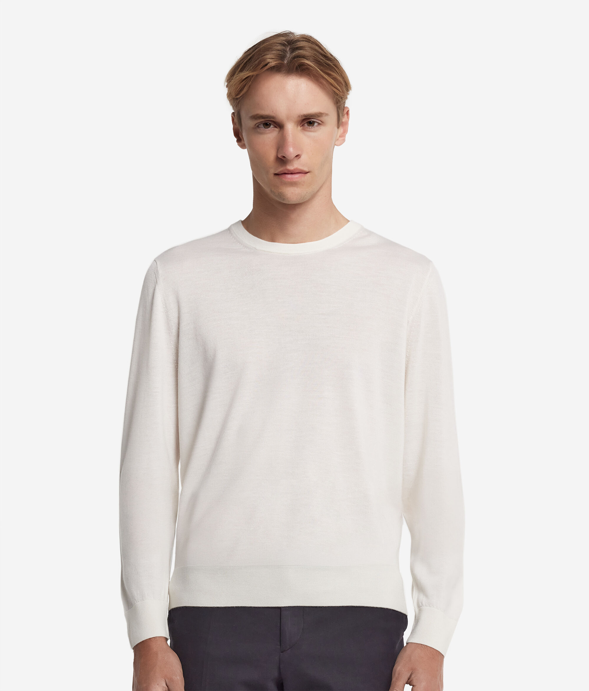 Pull homme en cachemire ultra-fin à col rond