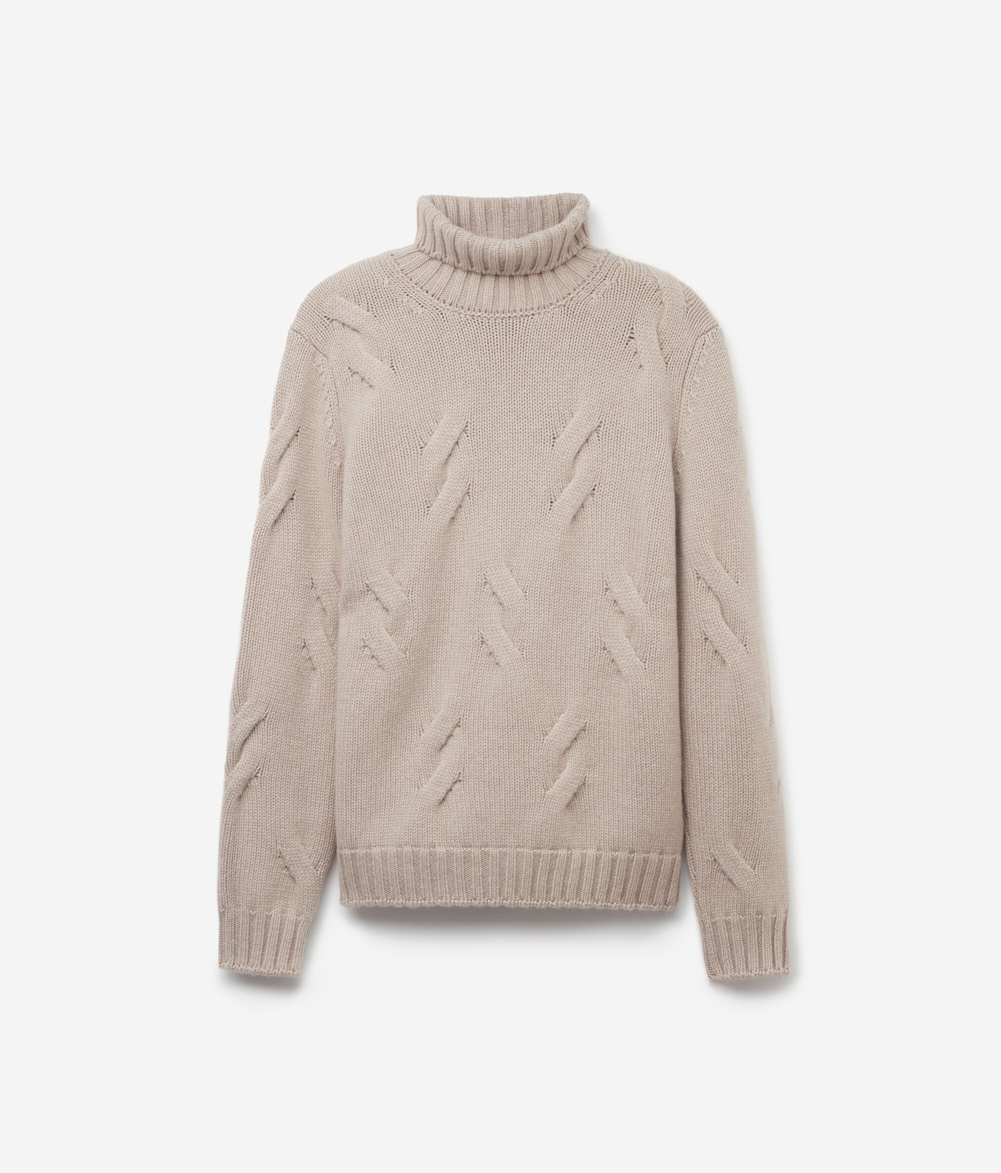 Cashmere Turtleneck Jumper with Cable Pattern