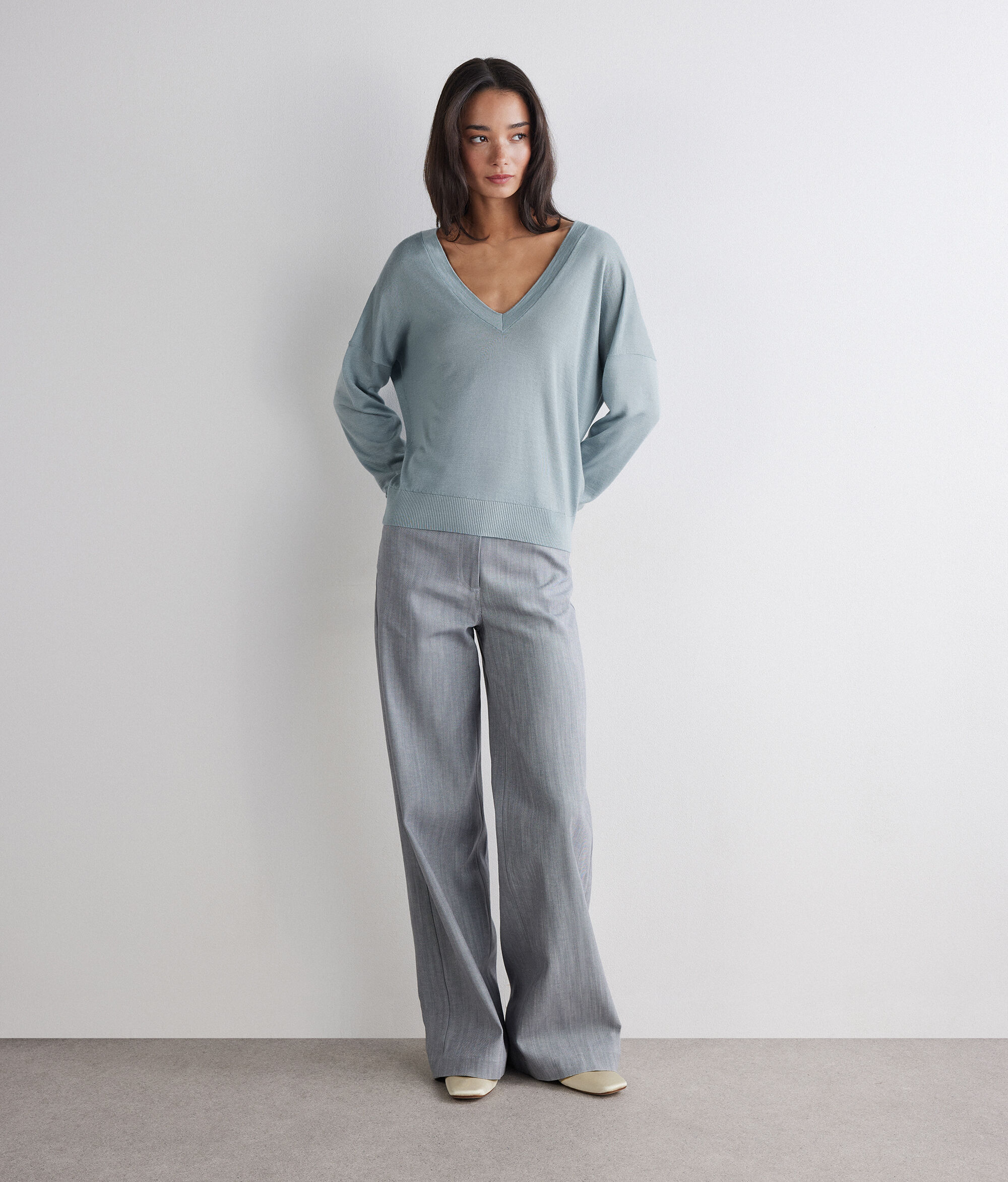 Pullover mit doppeltem V-Ausschnitt aus Silkfine