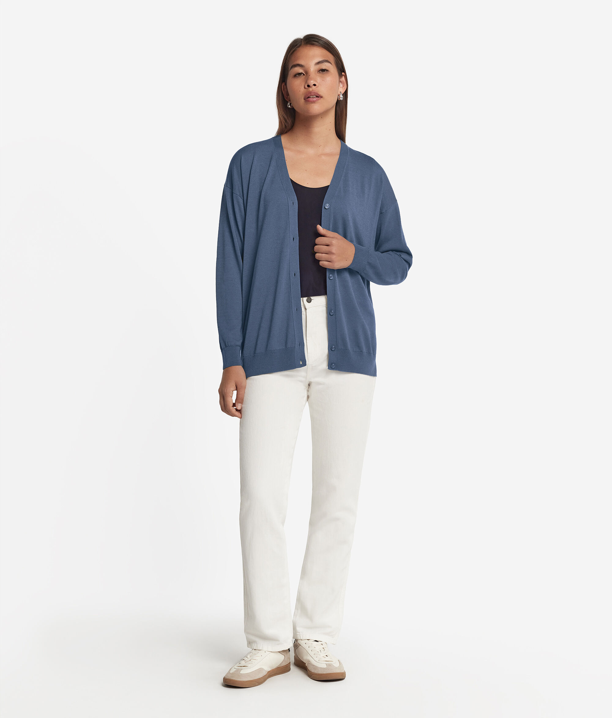 Long-Sleeved Silk and Cotton Cardigan