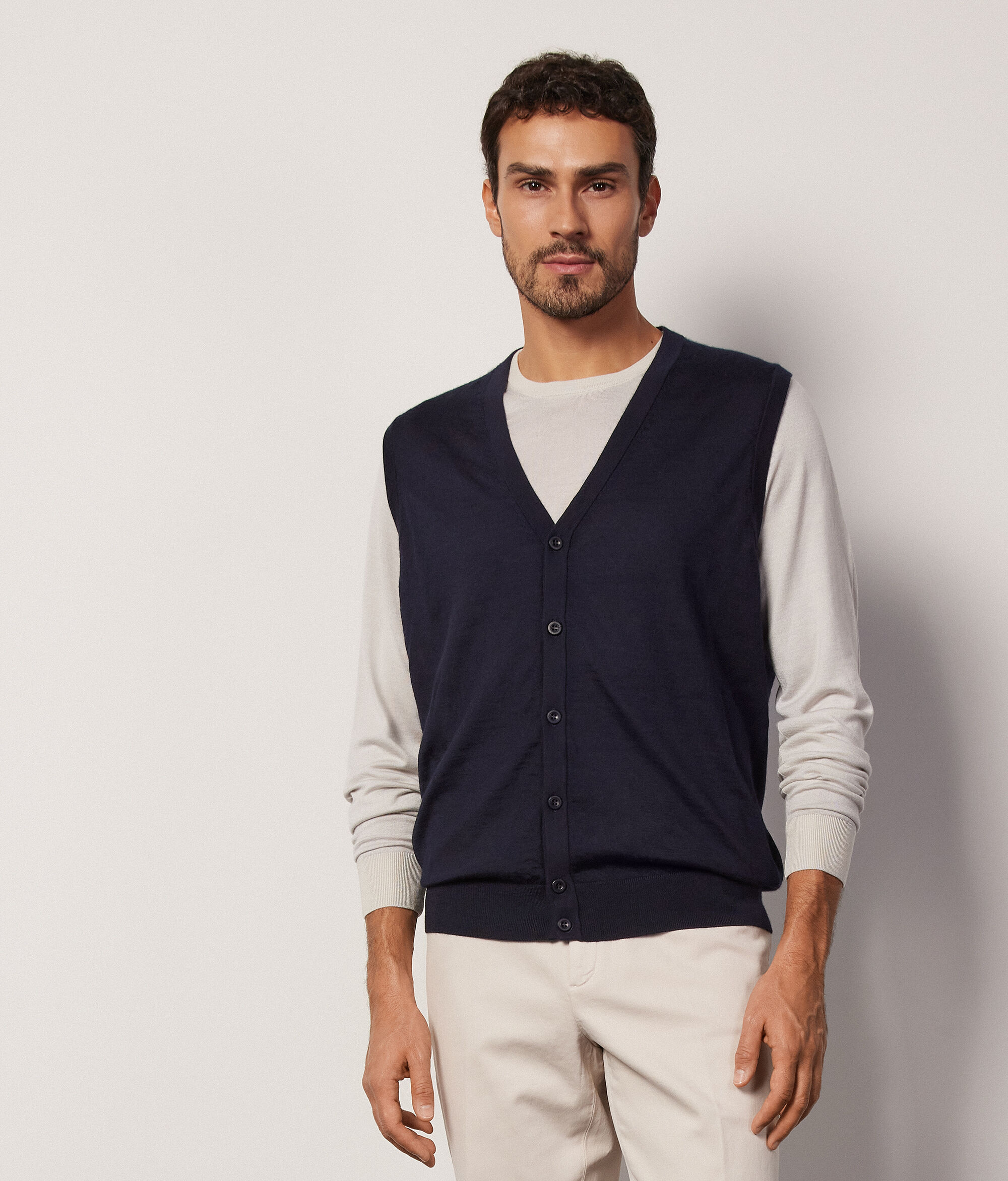 Chaleco de botones para hombre en cashmere ultrafine