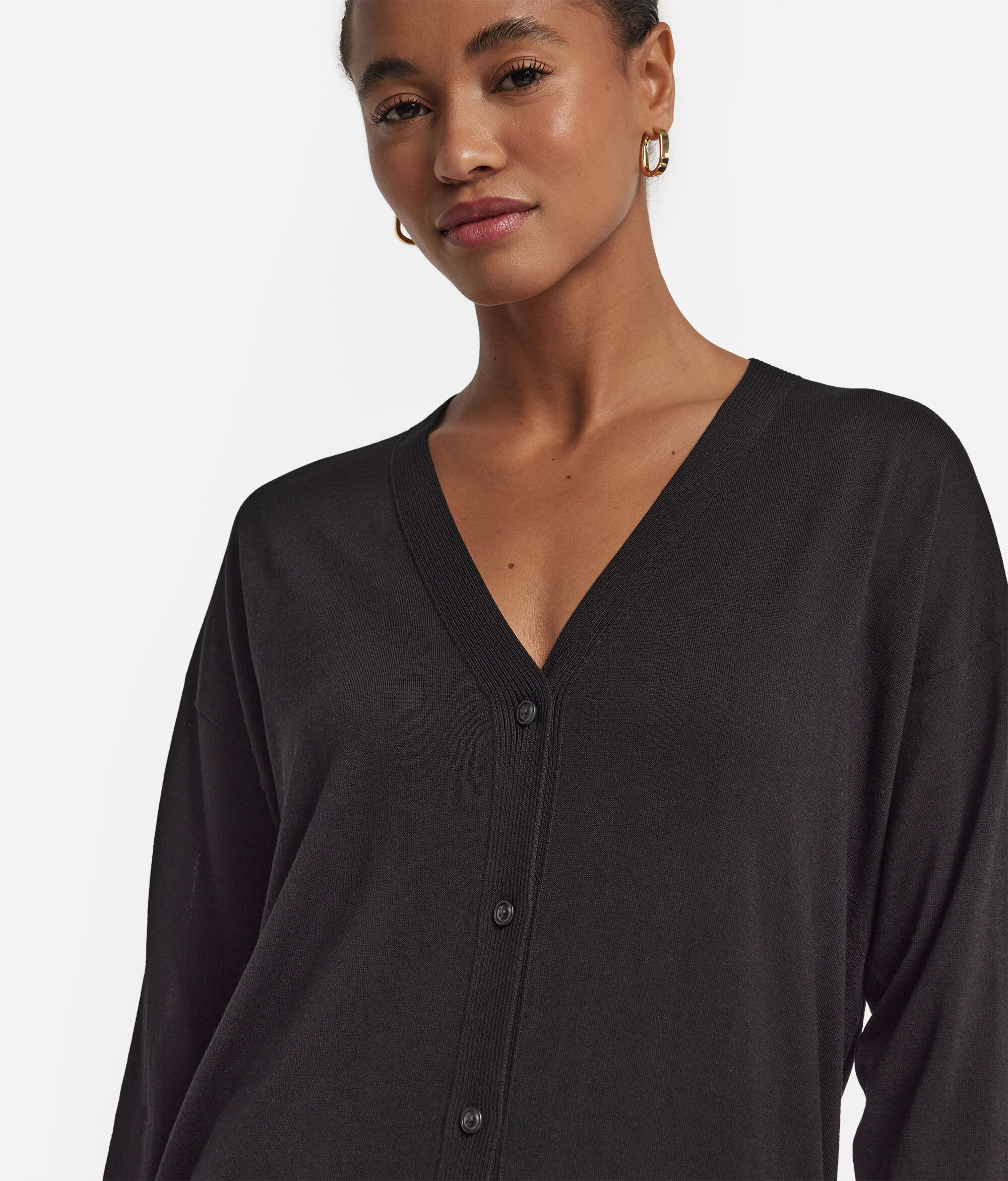 Long-Sleeved Silk and Cotton Cardigan
