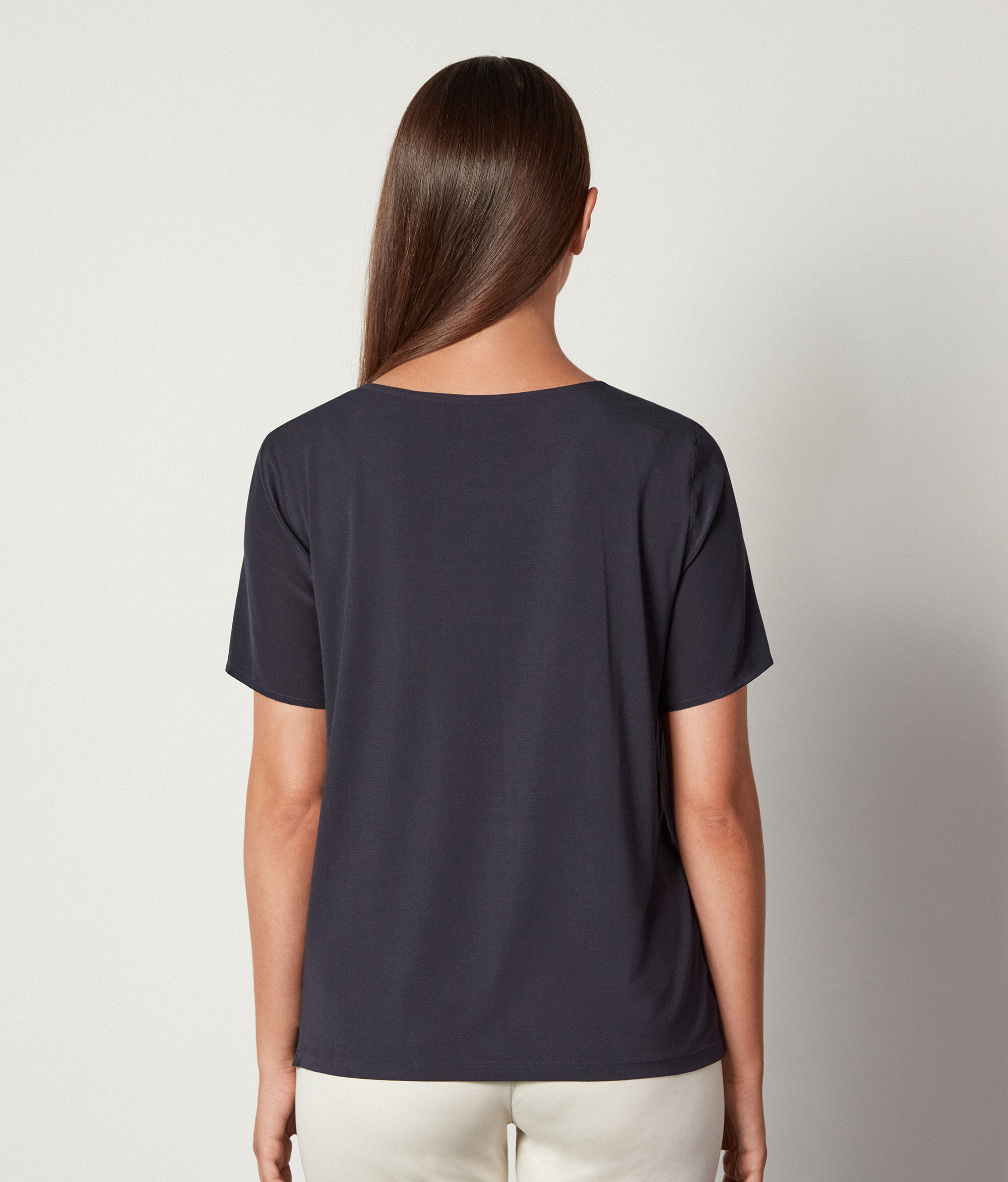 Rundhals-T-Shirt aus Seide