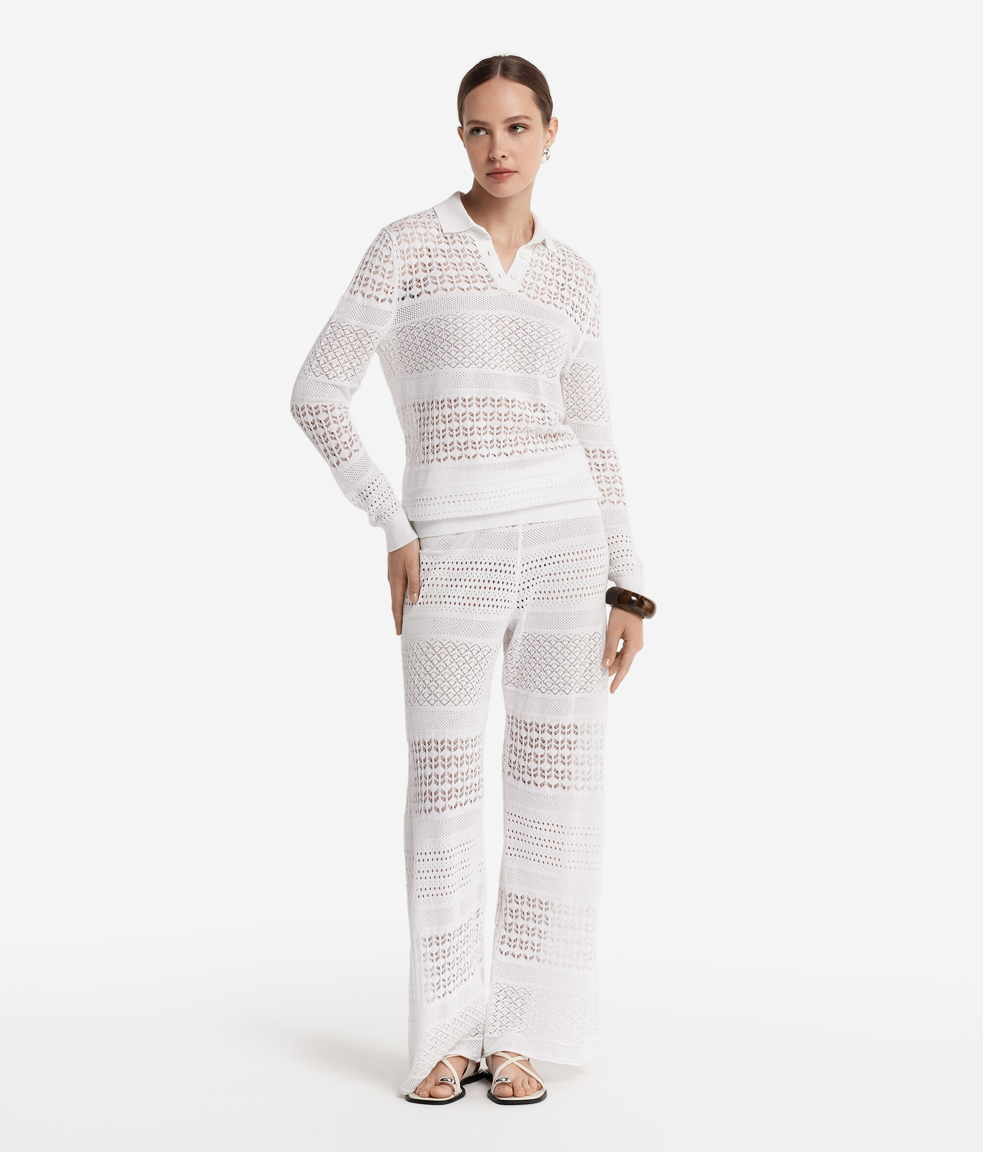 Polo en coton effet crochet
