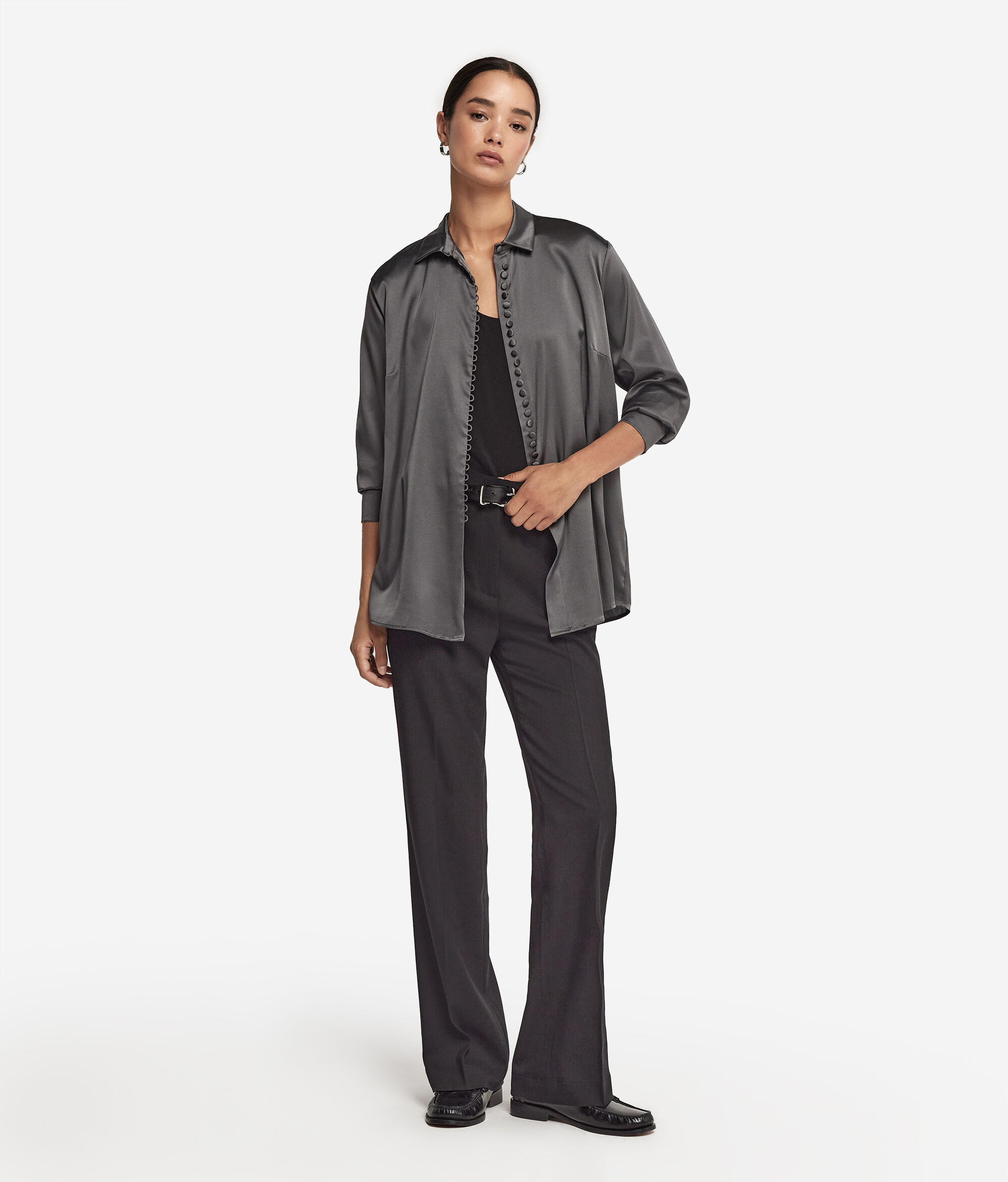 Silk Satin Shirt with Buttons