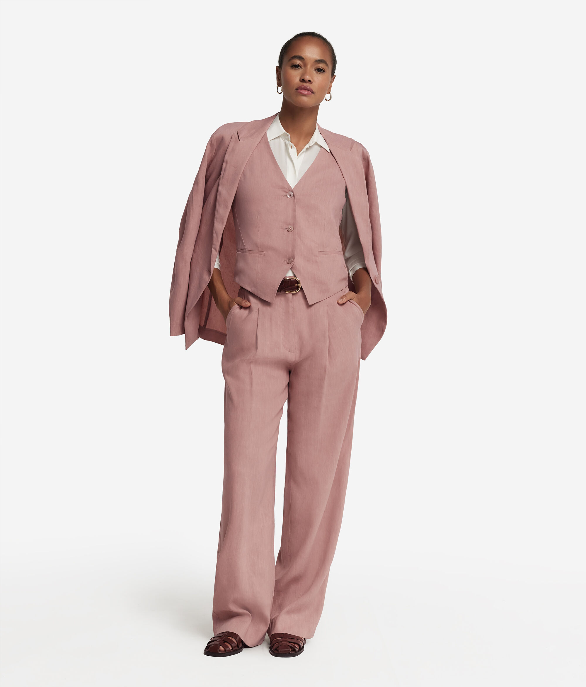 Linen Viscose Wide Leg Pants