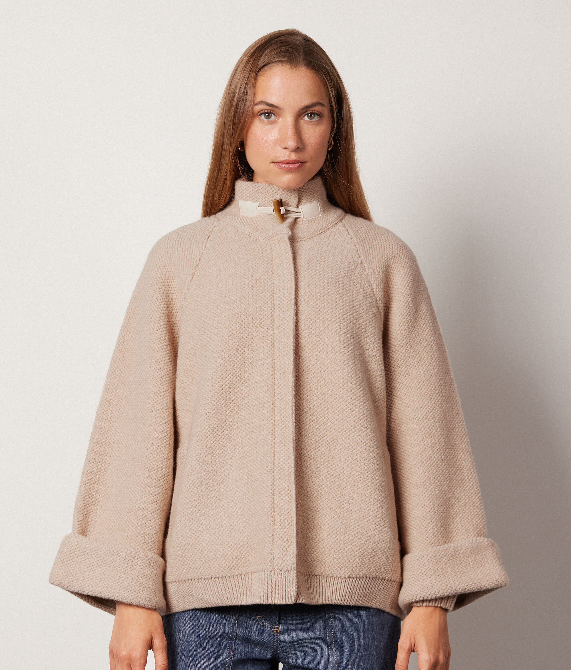 Manteau effet mouton en cachemire ultra-doux