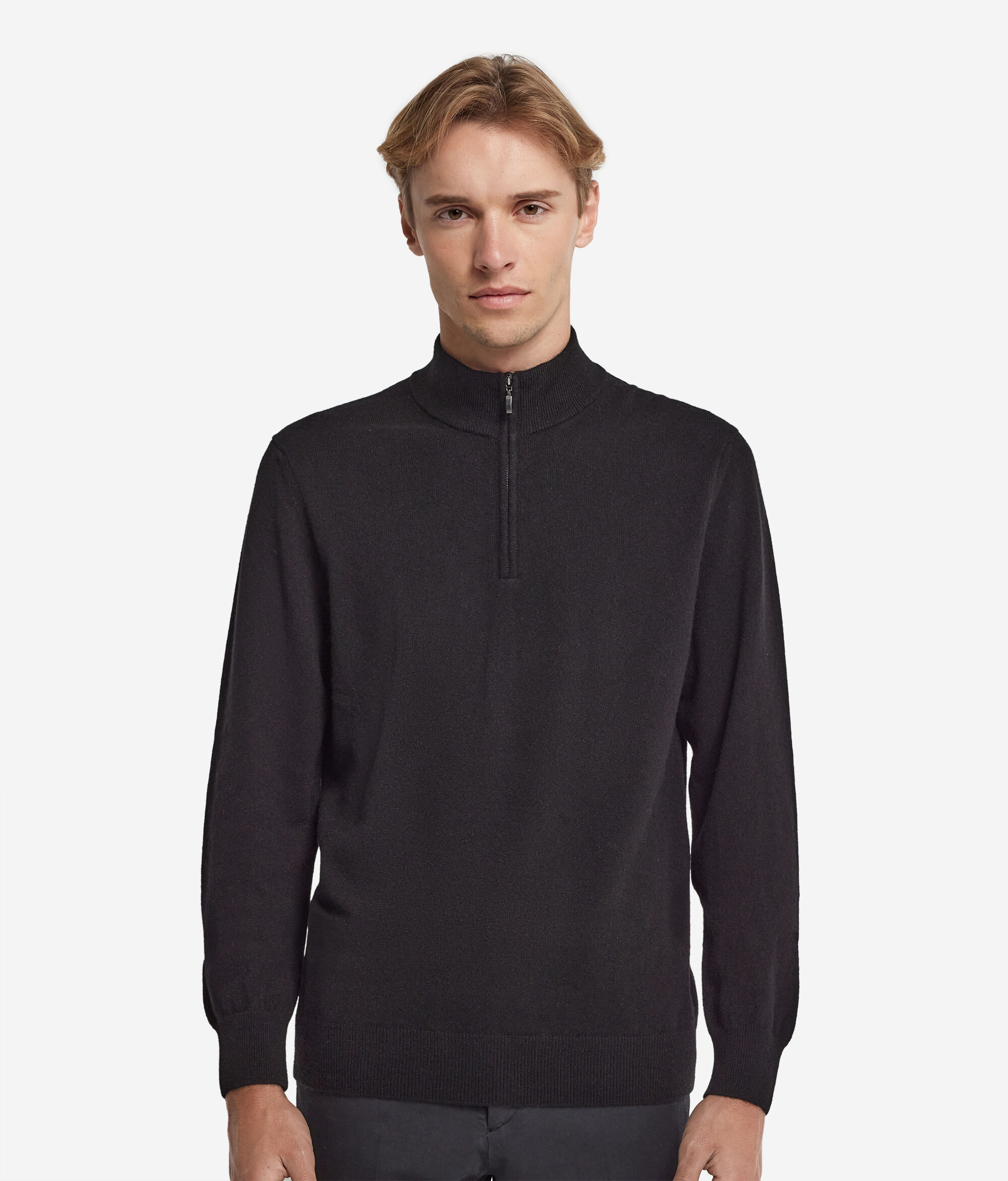 Herren-Pullover mit Reißverschluss aus Kaschmir Ultrasoft
