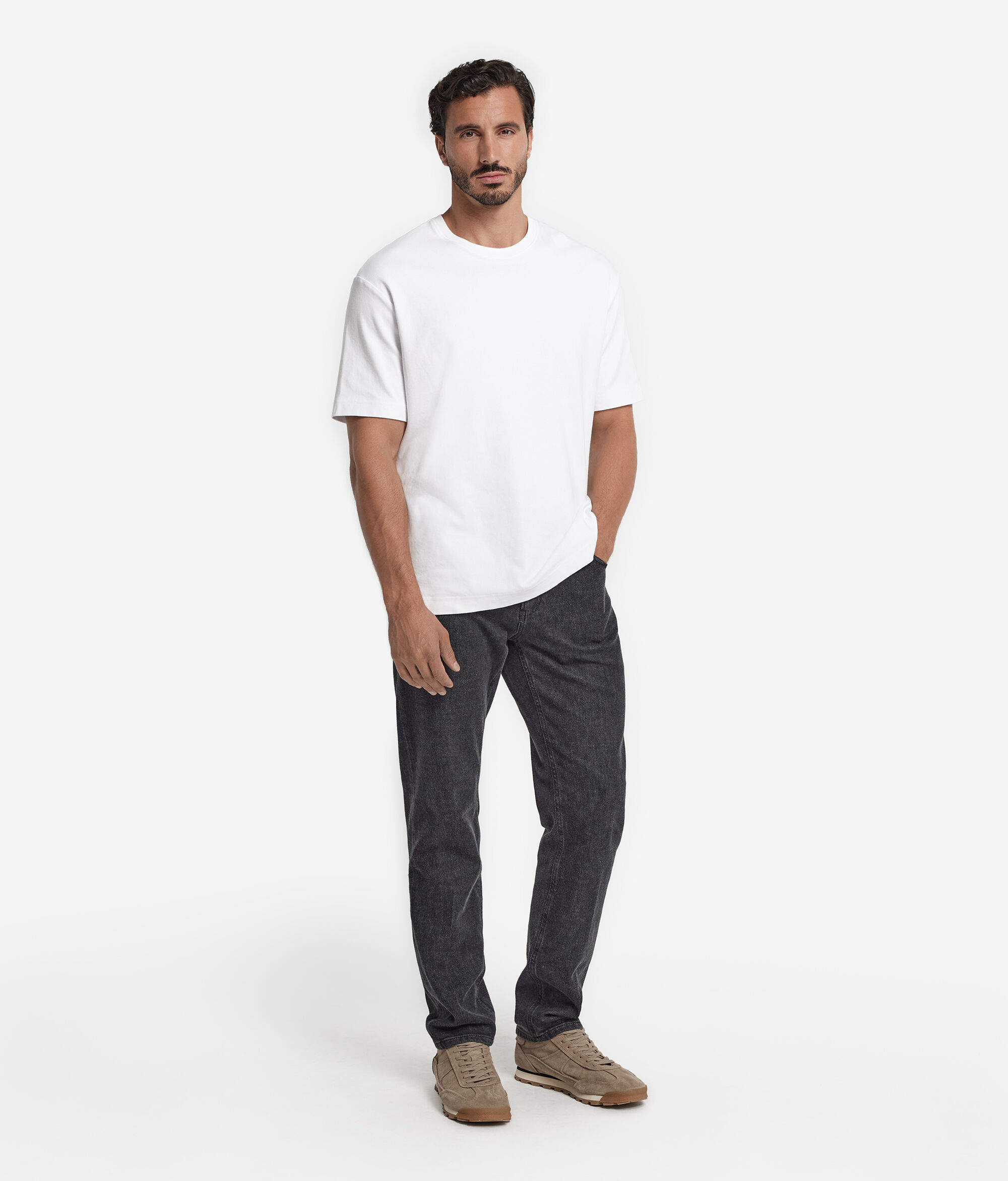 Rundhals-T-Shirt aus Baumwolljersey