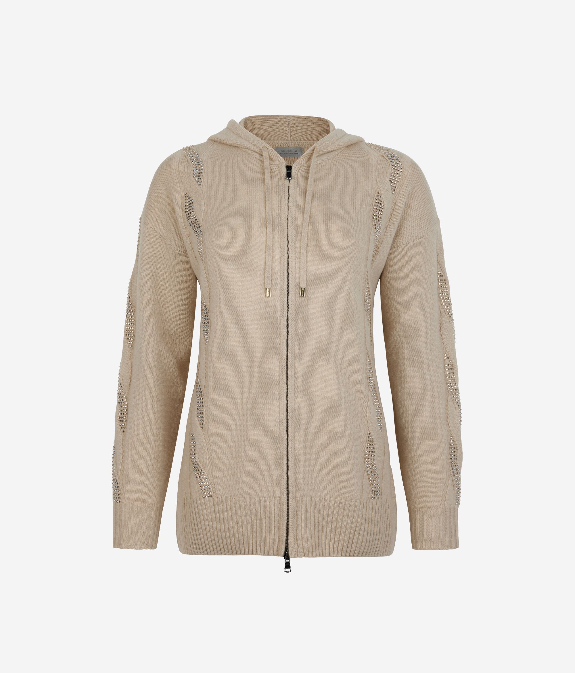 Felpa con trecce e strass in Cashmere Ultrasooft