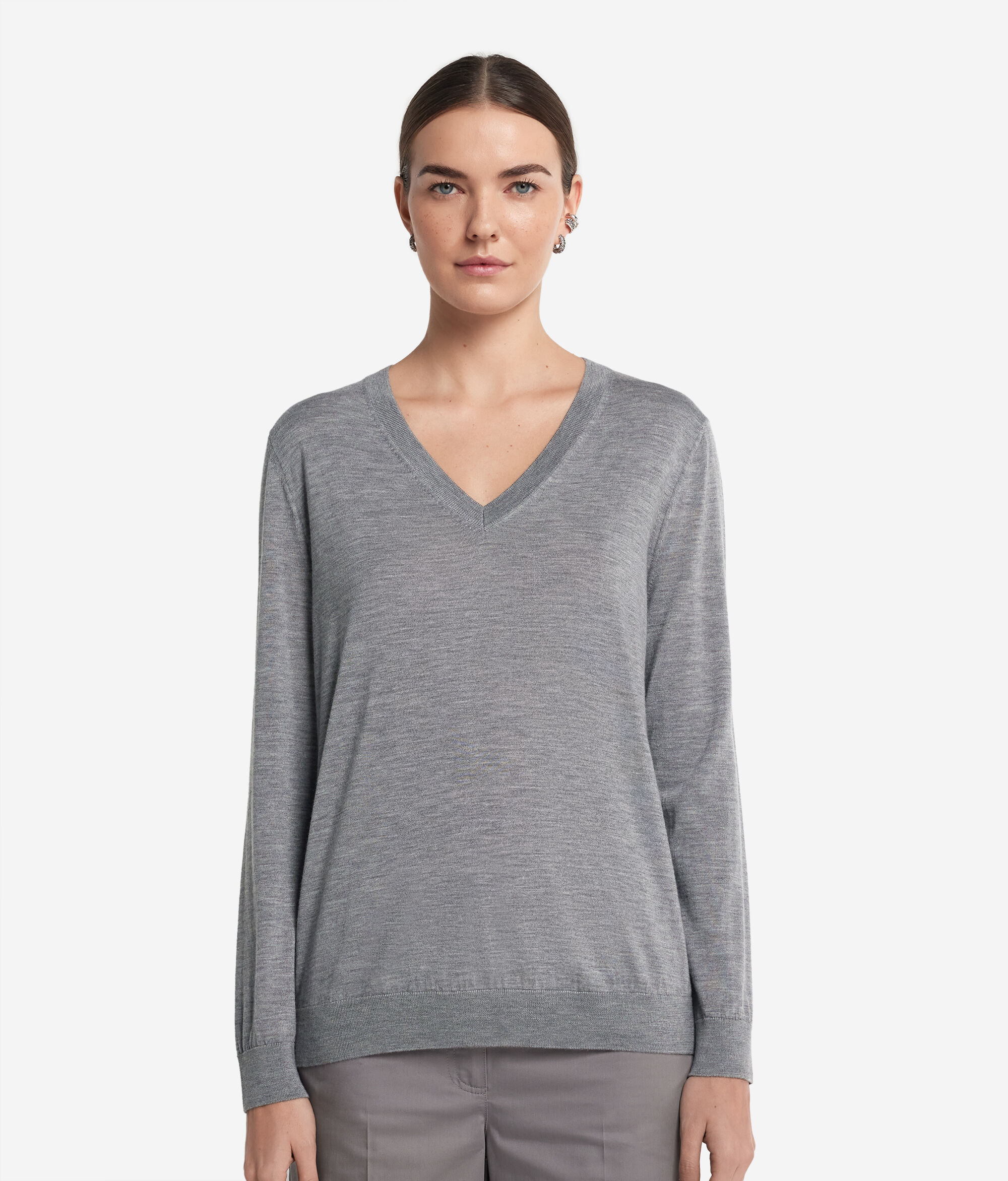 Pull à col V en cachemire ultra-fin