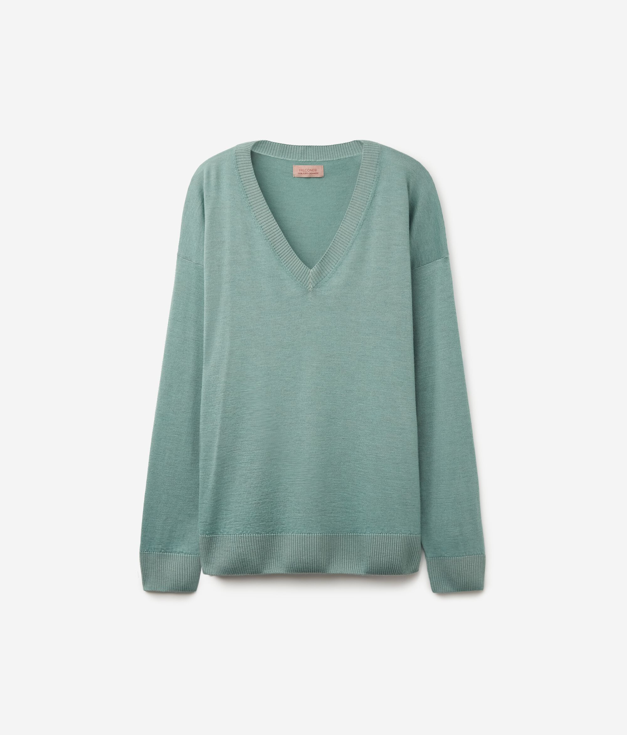 V-Neck Cashmere Jumper with Slits