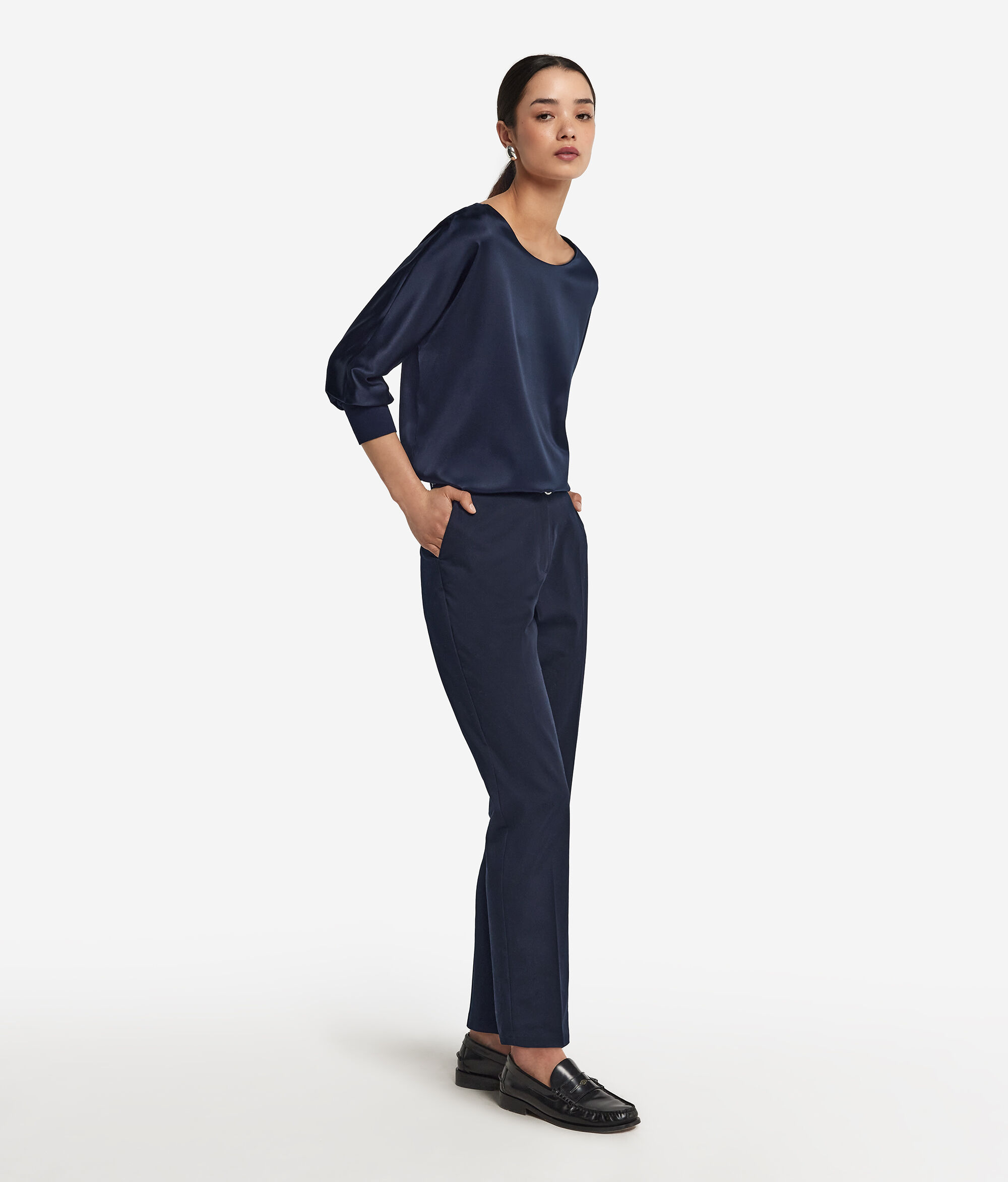 Round-Neck Silk Satin Jumper