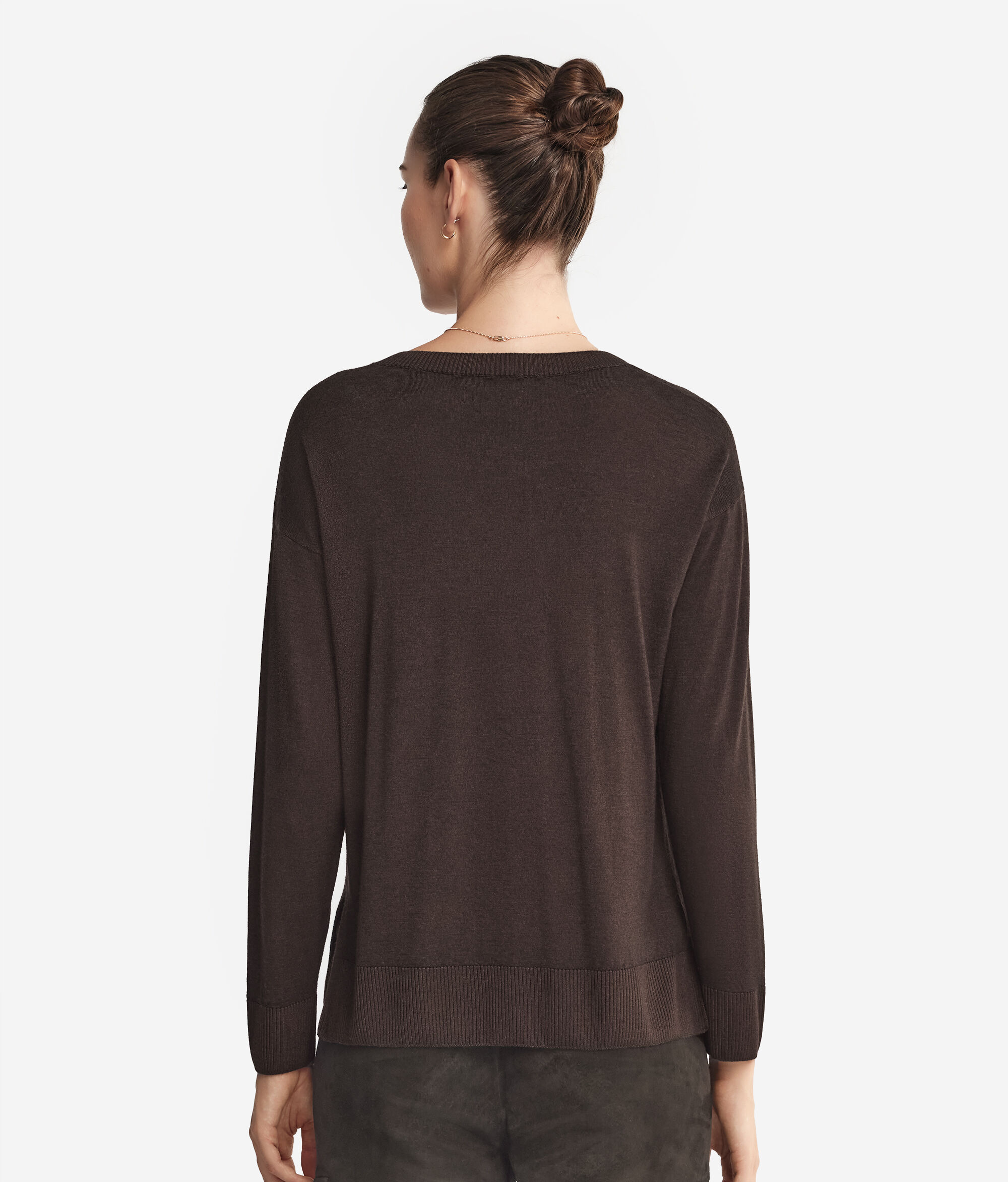 V-Neck Cashmere Jumper with Slits