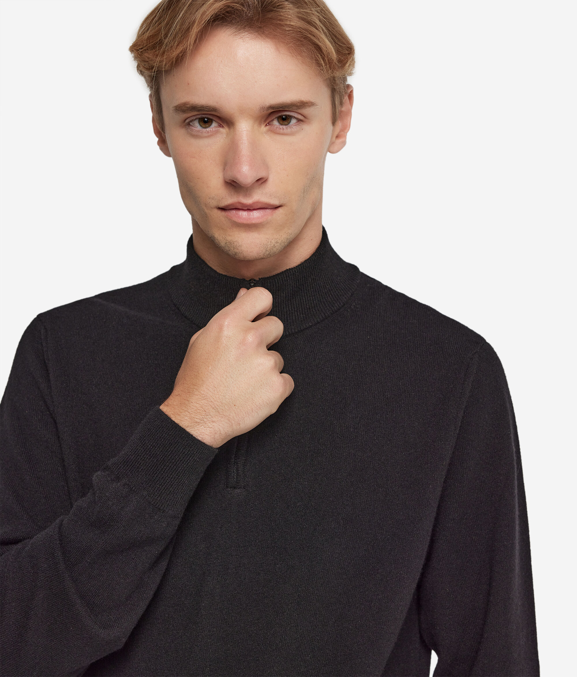 Herren-Pullover mit Reißverschluss aus Kaschmir Ultrasoft