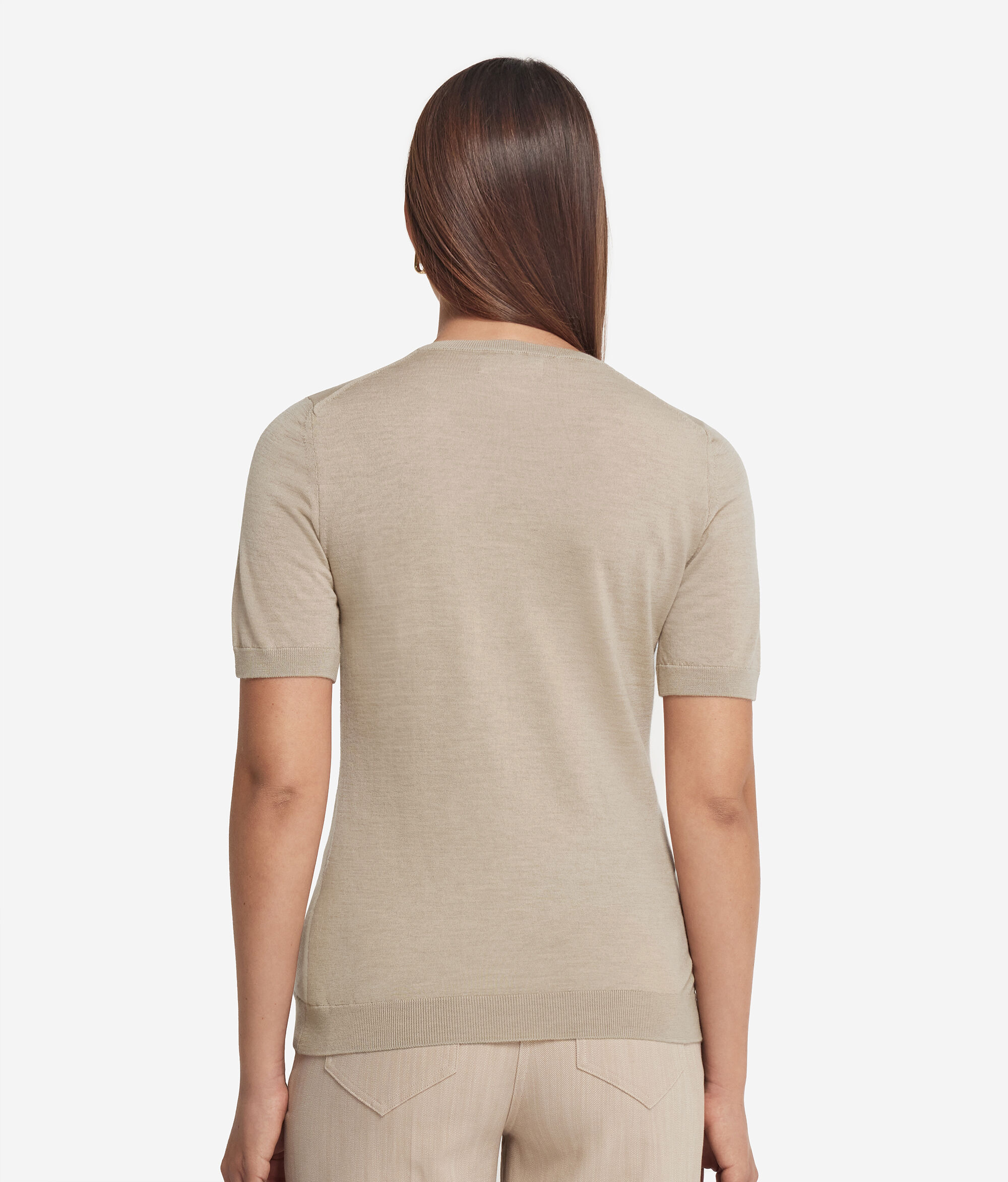 Short-Sleeved Round-Neck Ultrafine Cashmere Top