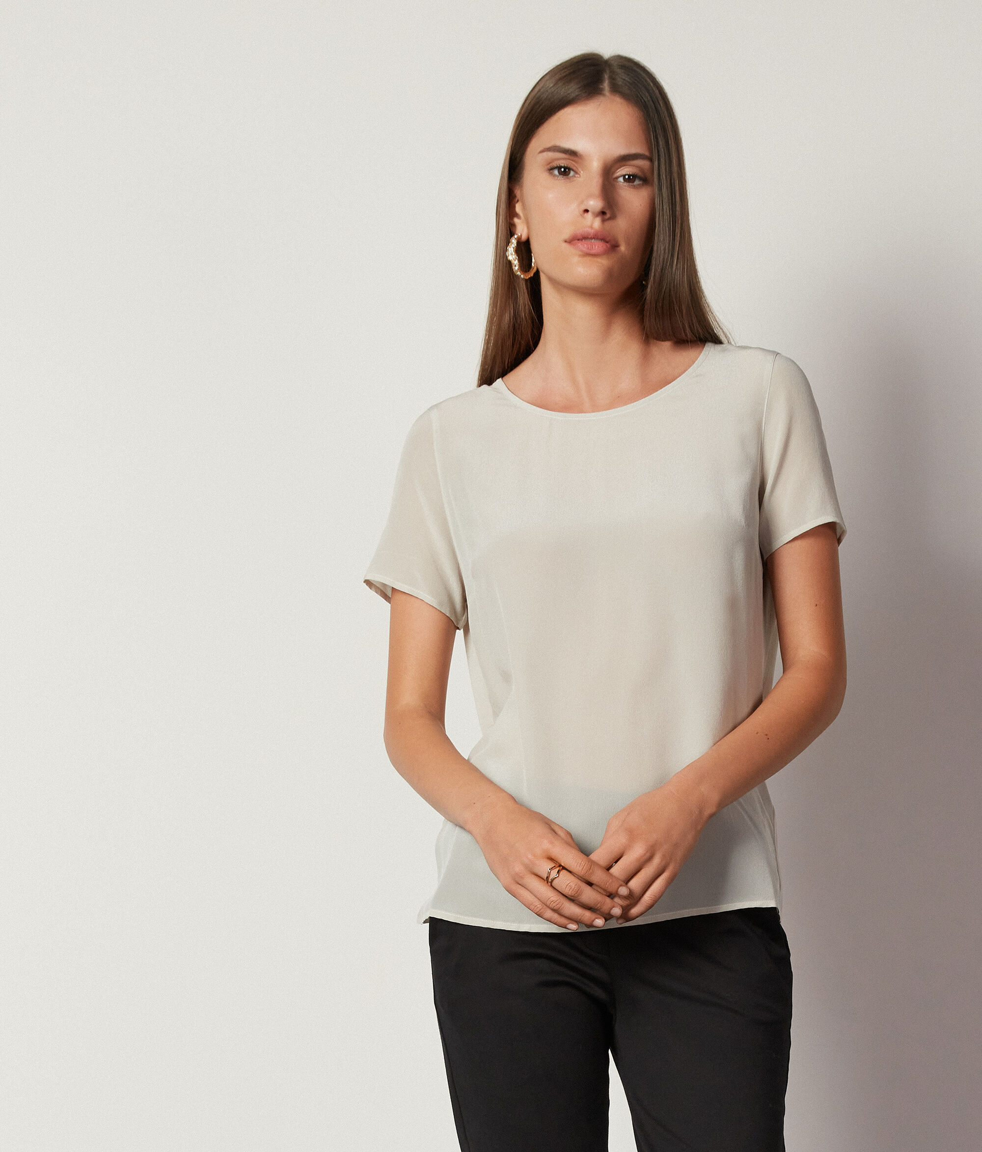 Rundhals-T-Shirt aus Seide